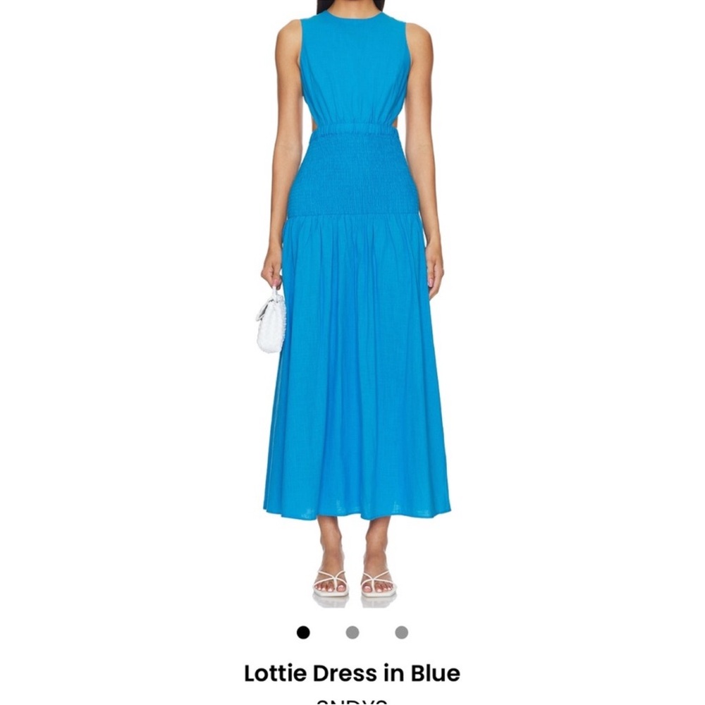 Sleeveless Blue Maxi Dress with Smocked Waist